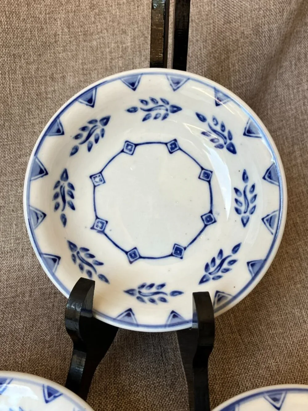 Vintage IDG Williams Sonoma Blue White Ceramic Cereal Bowls 5.75